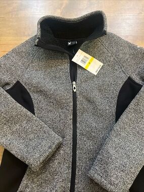 New SPYDER women's Medium Sherpa lined gray heavy jacket full zip pockets